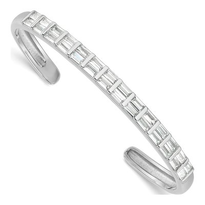 Sterling Silver CZ Baguette Cuff Bracelet