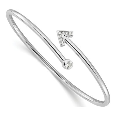 Sterling Silver CZ Arrow Cuff Bracelet