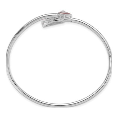 Sterling Silver CZ Enamel Heart Cuff Bracelet – view 3