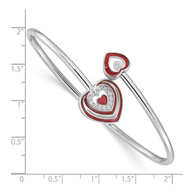 Sterling Silver CZ Enamel Heart Cuff Bracelet – view 4