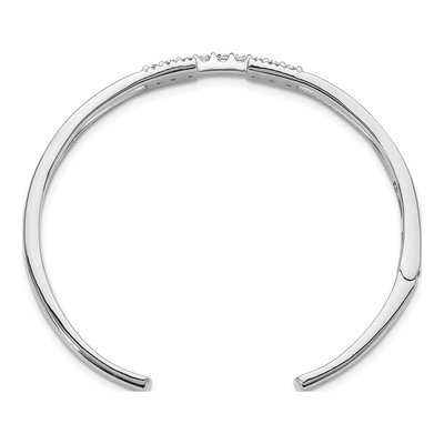 Sterling Silver CZ Hinged Cuff Bracelet – view 2