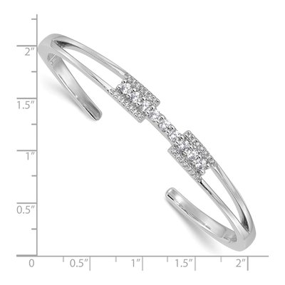 Sterling Silver CZ Hinged Cuff Bracelet – view 3
