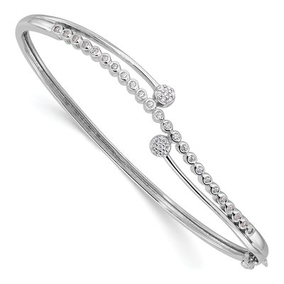 Sterling Silver CZ Hinged Bangle Bracelet