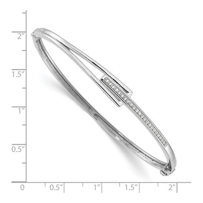 Sterling Silver CZ Hinged Bangle Bracelet – view 4