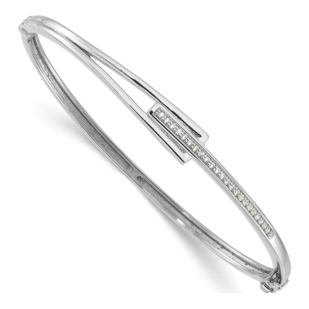 Sterling Silver CZ Hinged Bangle Bracelet
