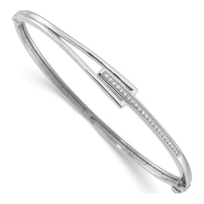 Sterling Silver CZ Hinged Bangle Bracelet