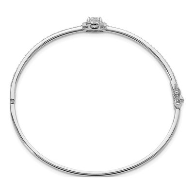 Sterling Silver CZ Hinged Bangle Bracelet – view 2