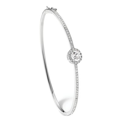 Sterling Silver CZ Hinged Bangle Bracelet – view 4