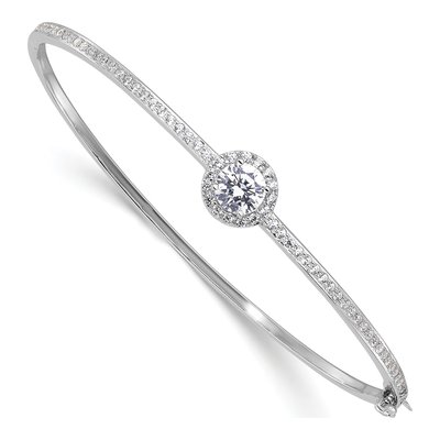 Sterling Silver CZ Hinged Bangle Bracelet