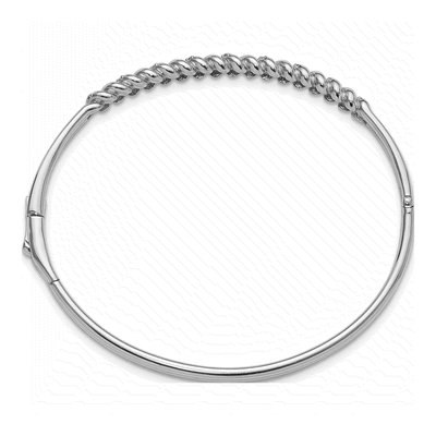 Sterling Silver Twist CZ Hinged Bangle Bracelet – view 2