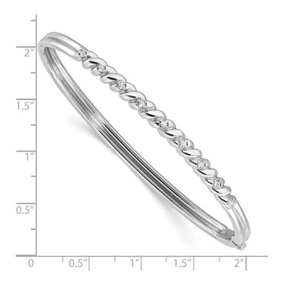 Sterling Silver Twist CZ Hinged Bangle Bracelet – view 3