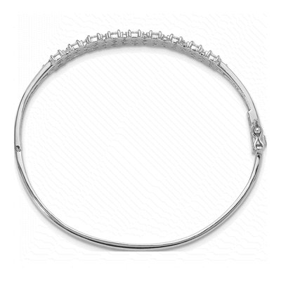 Sterling Silver CZ 3-Row Hinged Bangle Bracelet – view 3