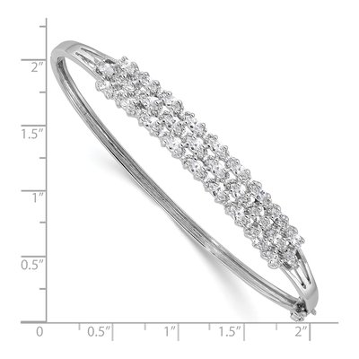 Sterling Silver CZ 3-Row Hinged Bangle Bracelet – view 4