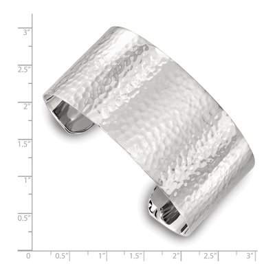 Sterling Silver Hammered Flat Cuff Bracelet – view 3