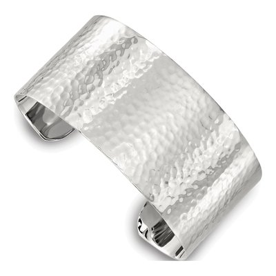 Sterling Silver Hammered Flat Cuff Bracelet