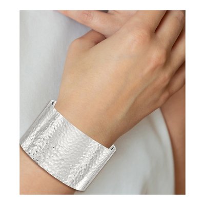 Sterling Silver Hammered Cuff Bracelet – view 4
