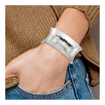 Sterling Silver Hammered Cuff Bracelet – view 4