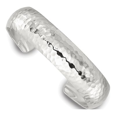 Sterling Silver Hammered Domed Cuff Bracelet