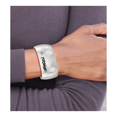 Sterling Silver Hammered Domed Cuff Bracelet – view 4