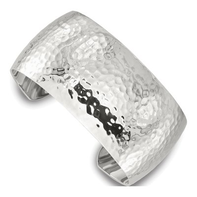 Sterling Silver Hammered Domed Cuff Bracelet