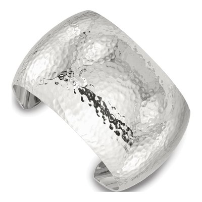 Sterling Silver Hammered Domed Cuff Bracelet