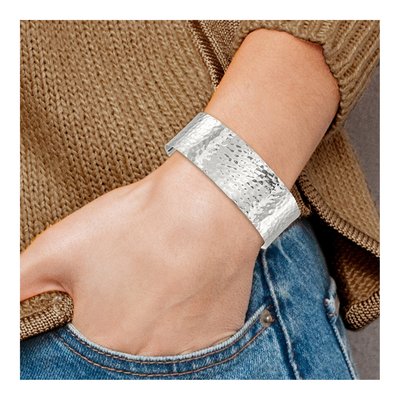 Sterling Silver Hammered Cuff Bracelet – view 4