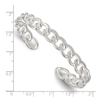 Sterling Silver Curb Link Cuff Bracelet – view 4