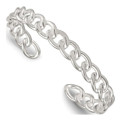 Sterling Silver Curb Link Cuff Bracelet