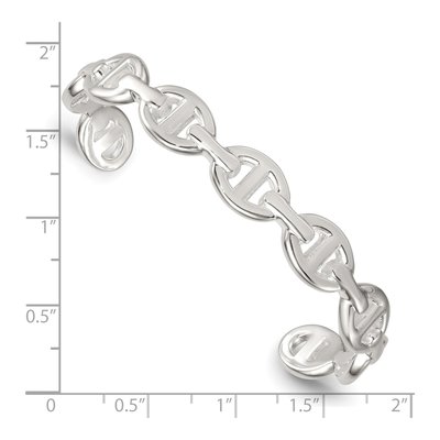 Sterling Silver Anchor Mariner Link Cuff Bracelet – view 4