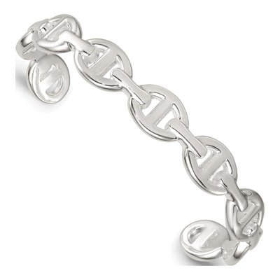 Sterling Silver Anchor Mariner Link Cuff Bracelet