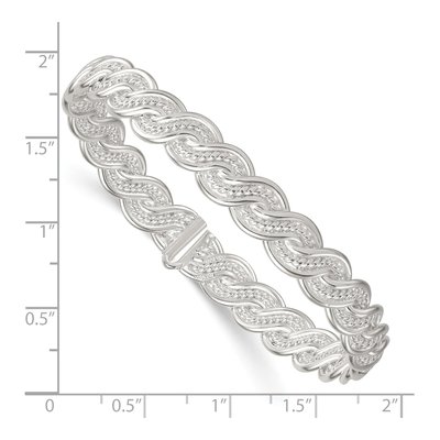 Sterling Silver Twisted Woven Flexible Bangle Bracelet – view 4