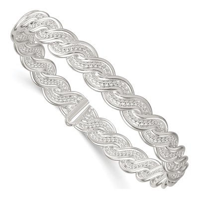 Sterling Silver Twisted Woven Flexible Bangle Bracelet