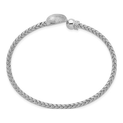 Sterling Silver CZ Heart Cuff Bracelet – view 3