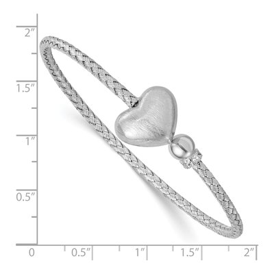 Sterling Silver CZ Heart Cuff Bracelet – view 4