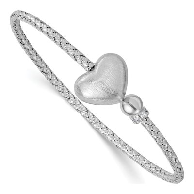 Sterling Silver CZ Heart Cuff Bracelet