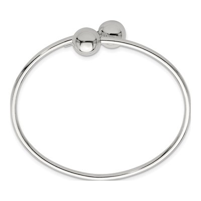 Sterling Silver Ball Ends Flexible Cuff Bracelet – view 3