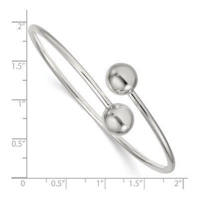 Sterling Silver Ball Ends Flexible Cuff Bracelet – view 4