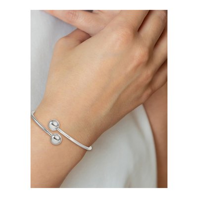 Sterling Silver Ball Ends Flexible Cuff Bracelet – view 5