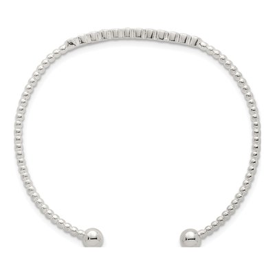 Sterling Silver CZ Bar Cuff Bracelet – view 3