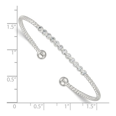 Sterling Silver CZ Bar Cuff Bracelet – view 4