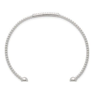Sterling Silver CZ Bar Beaded Cuff Bracelet – view 3