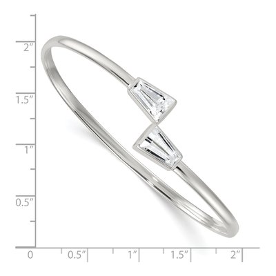 Sterling Silver CZ Tapered Baguette Cuff Bracelet – view 4