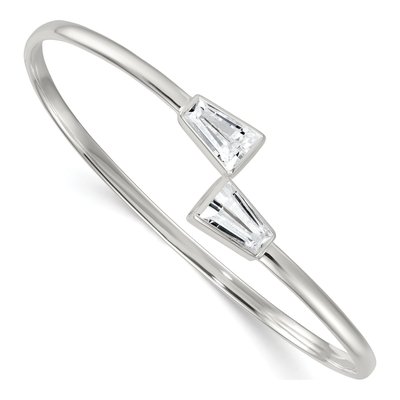Sterling Silver CZ Tapered Baguette Cuff Bracelet