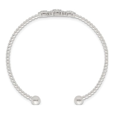 Sterling Silver CZ Triple Circle Cuff Bracelet – view 3