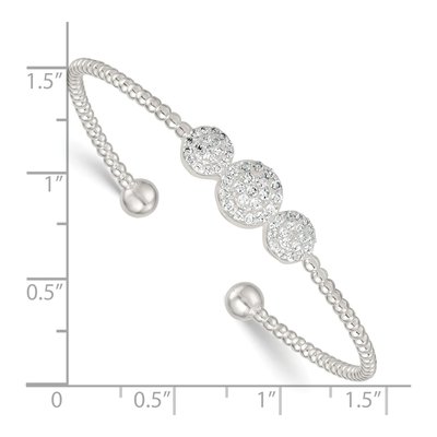 Sterling Silver CZ Triple Circle Cuff Bracelet – view 4