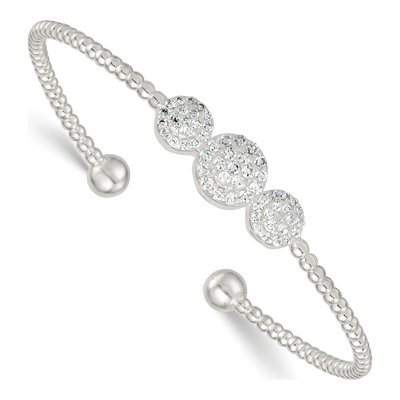 Sterling Silver CZ Triple Circle Cuff Bracelet