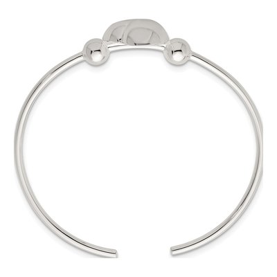Sterling Silver Domed Heart Cuff Bracelet – view 3