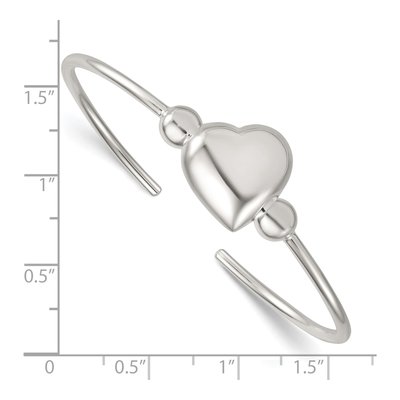 Sterling Silver Domed Heart Cuff Bracelet – view 4