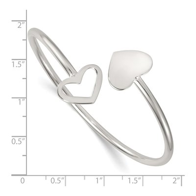 Sterling Silver Double Heart Cuff Bracelet – view 4