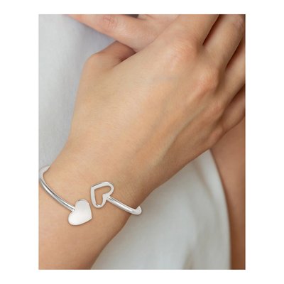 Sterling Silver Double Heart Cuff Bracelet – view 5